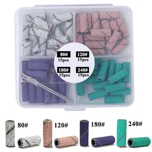 Mini Sanding Bands with 1 Mandrel, 60pcs/box Nail Care Tool, Nail Art Sanding Tools for Dead Skin Removal and Polishing, Professional Manicure & Pedicure Tools