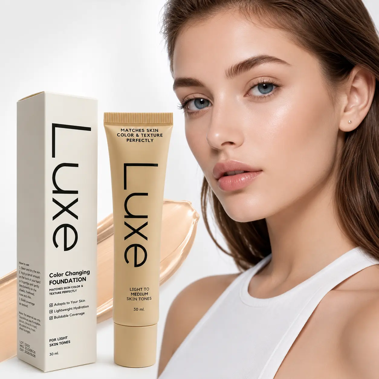 Color Changing Foundation for Women, Skin Tone Matching Makeup Base with Lightweight Buildable Coverage, Natural Dewy Finish, Smooth Second-Skin Look for Everyday Beauty Routine