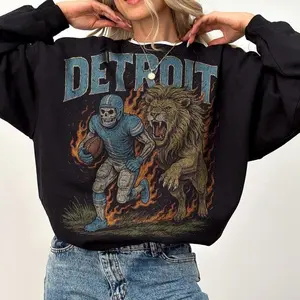 Retro Detroit Football Sweatshirt, Vintage Lions Football Crewneck, Old School Game Day Apparel, Football Fan Gift