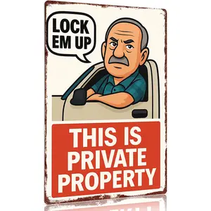 Private Property Sign Aluminum Decorative Signs Wall Art Poster 12x8inch for Home Office Garage