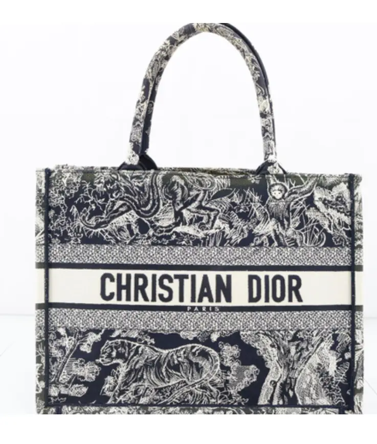 Pre-owned CHRISTIAN DIOR fabric tote bags Book Tote Embroidered Canvas Medium