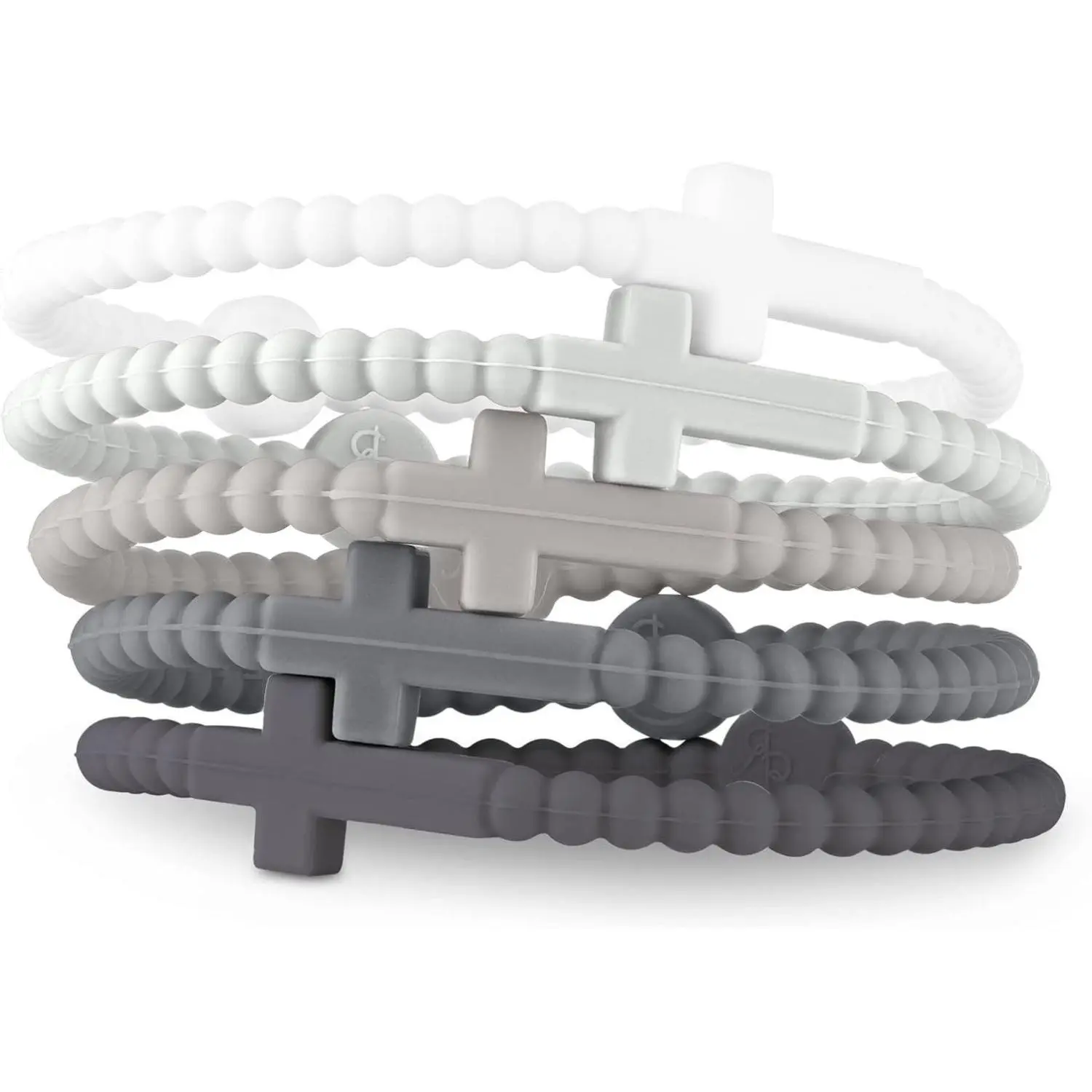 Ryan & Rose Jesus Bracelets - Cross Silicone Bracelet in White & Grey - Soft Durable Food-Grade Silicone - Perfect for Kids Teens Adults - Made in China