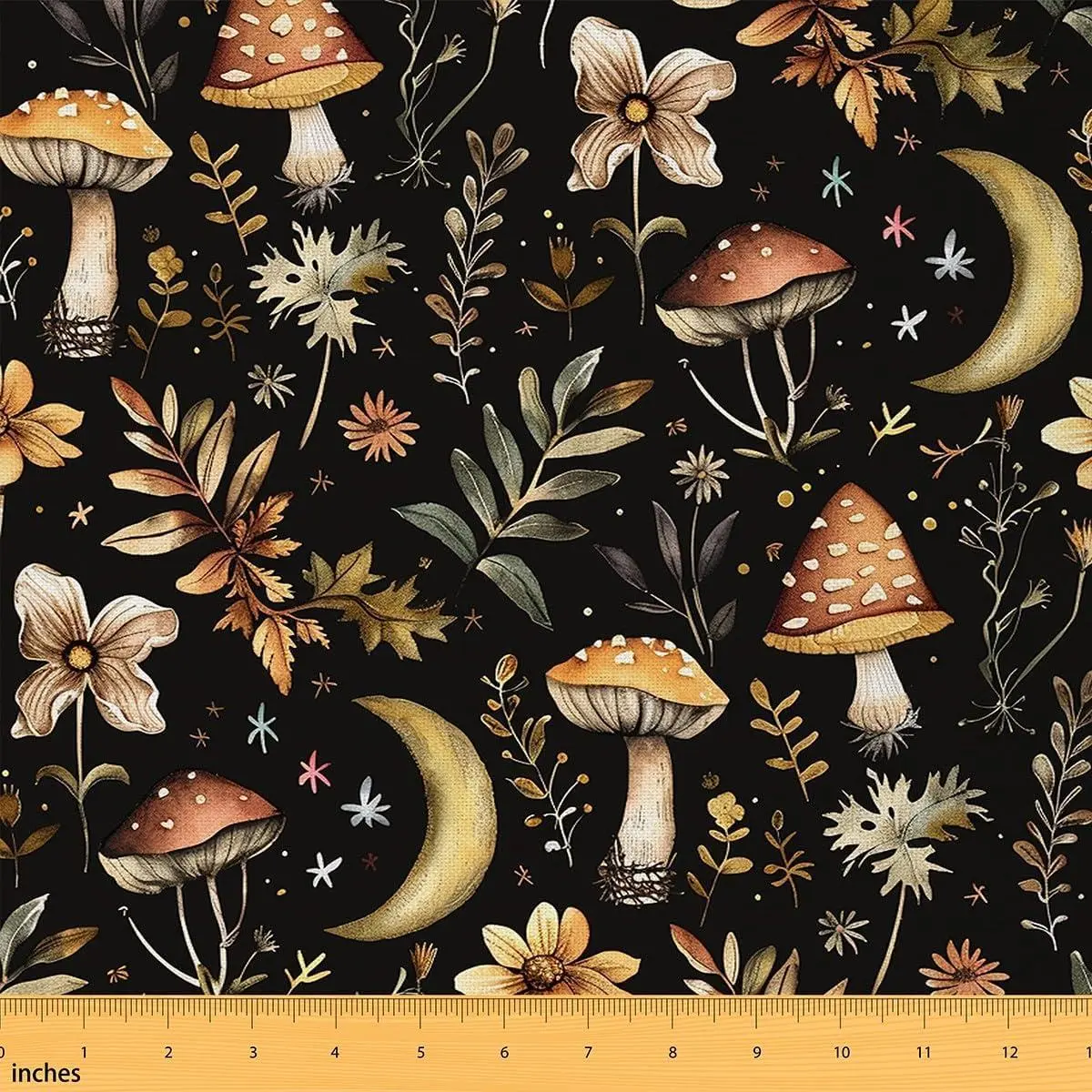 Moon Mushroom Fabric Cute Mushroom Upholstery Fabric Chairs Wild Mushroom Stuff Fabric Floral Reupholstery Fabric Decor Soft Flannel