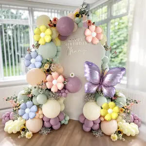 Spring Floral Butterfly Balloon Arch Kit,137Pcs Pastel Lavender  Yellow Balloon Garland with Daisy,Butterfly Foil Balloons for Wildflower Fairy  Shower Birthday Garden  Party Decorations