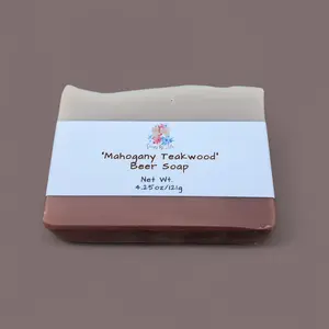 Men's Soap Mahogany Teakwood made with Beer, Lard, Coconut Oil, Apricot Oil, Cleansing, Moisturizing, Bar Soap