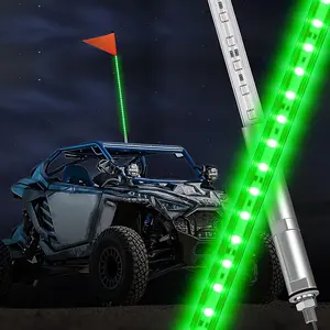 Nilight 1PCS 4FT LED Whip Light with Aluminum Base Green Color Safety Warning Pole Lighted Antenna Whips for RZR Polaris Dune Buggy Off-Road Truck UTV ATV Adjustable  dealsforyoudays