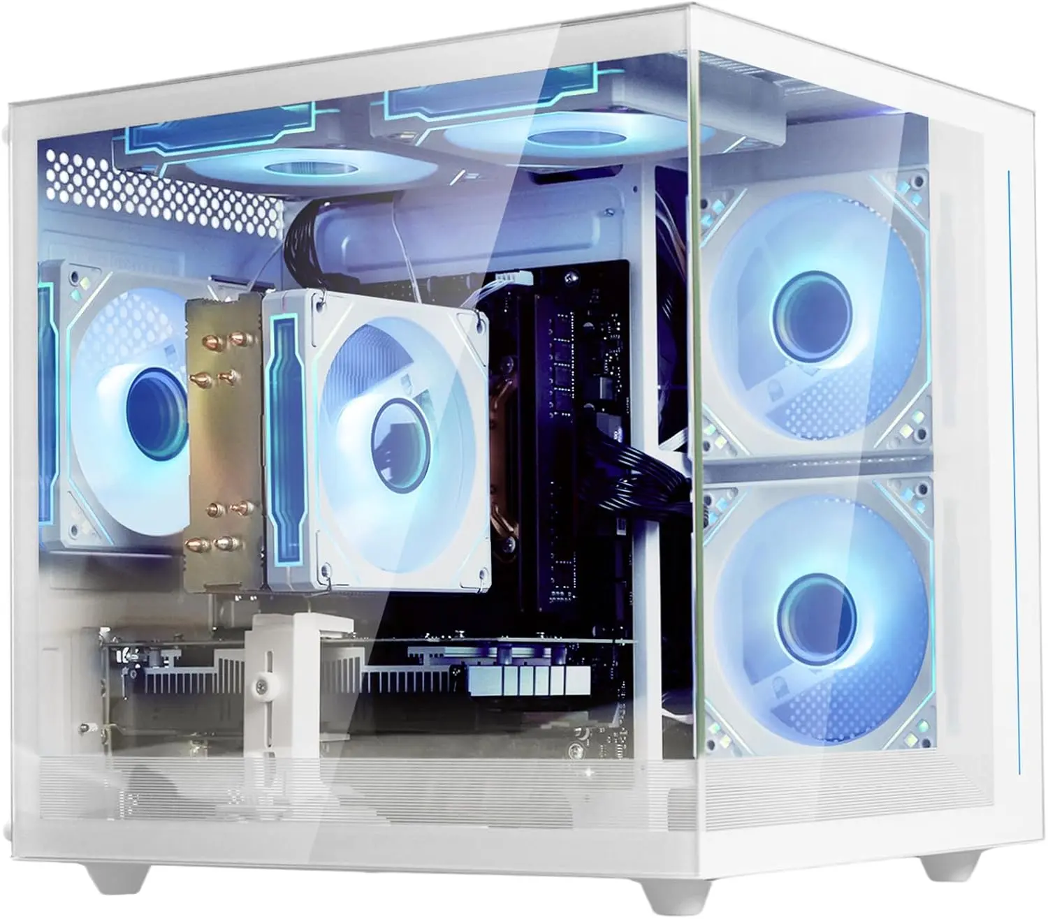 suevery Pre-Built Gaming PC | DDR4 16G RAM | AMD Ryzen5 5500 6Cores 3.6G Up to 4.1G | M.2 512G SSD | RX 6500XT 4G | WiFi 6 White Desk top Computers 4K Pro