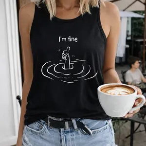 I'm Fine Thumb In Water Women's T-Shirt Crew-neck Sleeveless Vest Outdoor Casual Short Sleeve