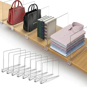 8 Pack Acrylic Shelf Dividers for Closet Organization Clear Adjustable Separators for Clothes Handbags & Towels Durable for Neat Shelves Storage