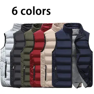 Men’s Outdoor Casual Jacket, Vest-Style Stand-Up Collar Warm Sleeveless Jacket, Trench Coat for Men Suitable for Autumn and Winter Seasons, with Pockets and Zippers Gilet