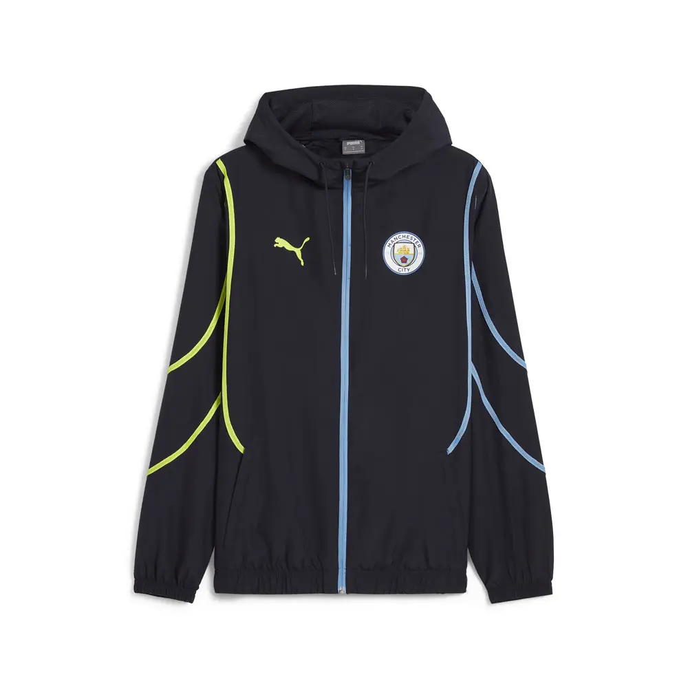 PUMA Mens Manchester City F.C. Prematch Woven Jacket Athletic Outerwear Casual - Blue