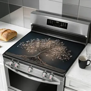 JOYFINITY Stove Top Cover for Glass and Electric Stoves, Multi-Design 3-in-1 Non-Slip Counter Protector Mat, Tree of Life & Butterfly Art – Stylish & Easy to Clean