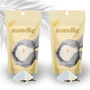 Sandle by Foton 2-pack - Vanilla. Refillable Pearled Candle with 2 x 10oz Plant-Based Wax Pearls and 2 x 15 Wicks.