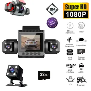 1080P FHD Dash Cam System with Night Vision, Front & Rear Car Cameras, 24/7 Parking Surveillance, Motion & Impact Detection, G-Sensor, LCD Display, Easy Suction Mount, Rechargeable Battery, Vehicle Security DVR for Cars, SUVs & Trucks
