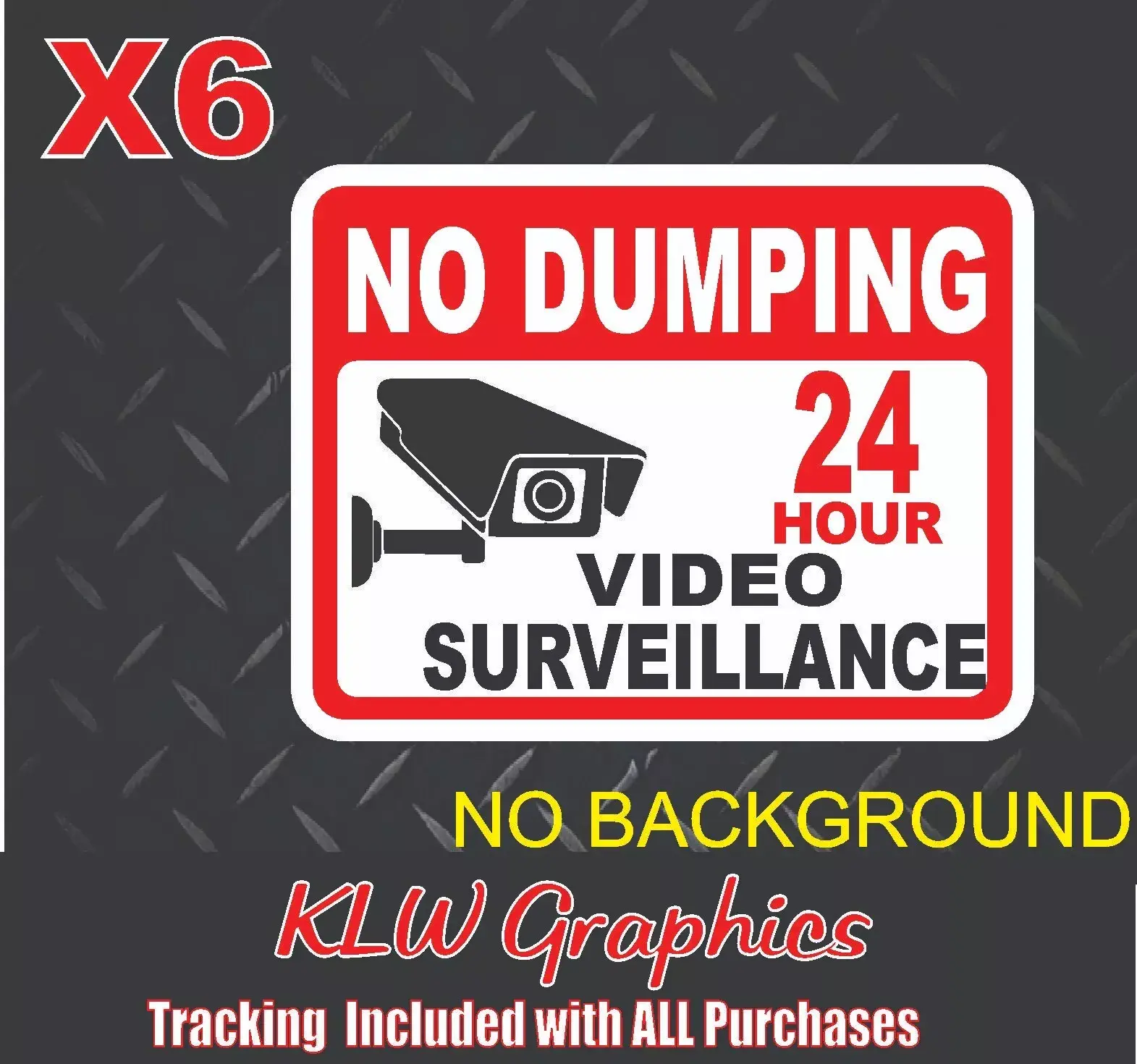 6x Security Video Surveillance Burgler Sticker Decal Sign Camera In Use Home DIY No Dumping