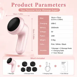 Classic model electric pusher vibrates the entire body, abdomen, legs and waist. It is a multi-functional handheld body beauty device with USB charging and an upgraded capacity of 2000 lithium batteries.