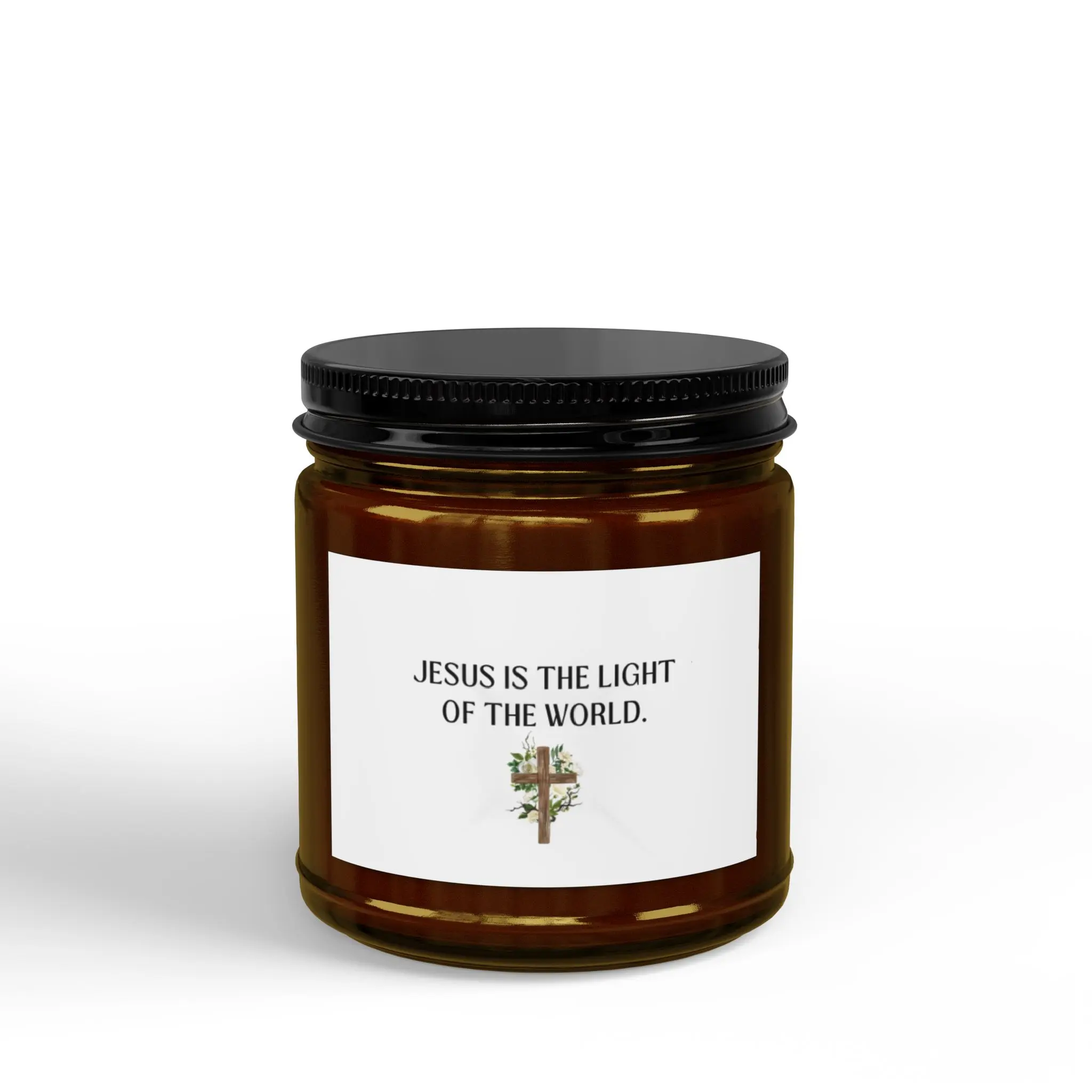 Jesus Is the Light of the World Candle | Soy Candle with Black Lid