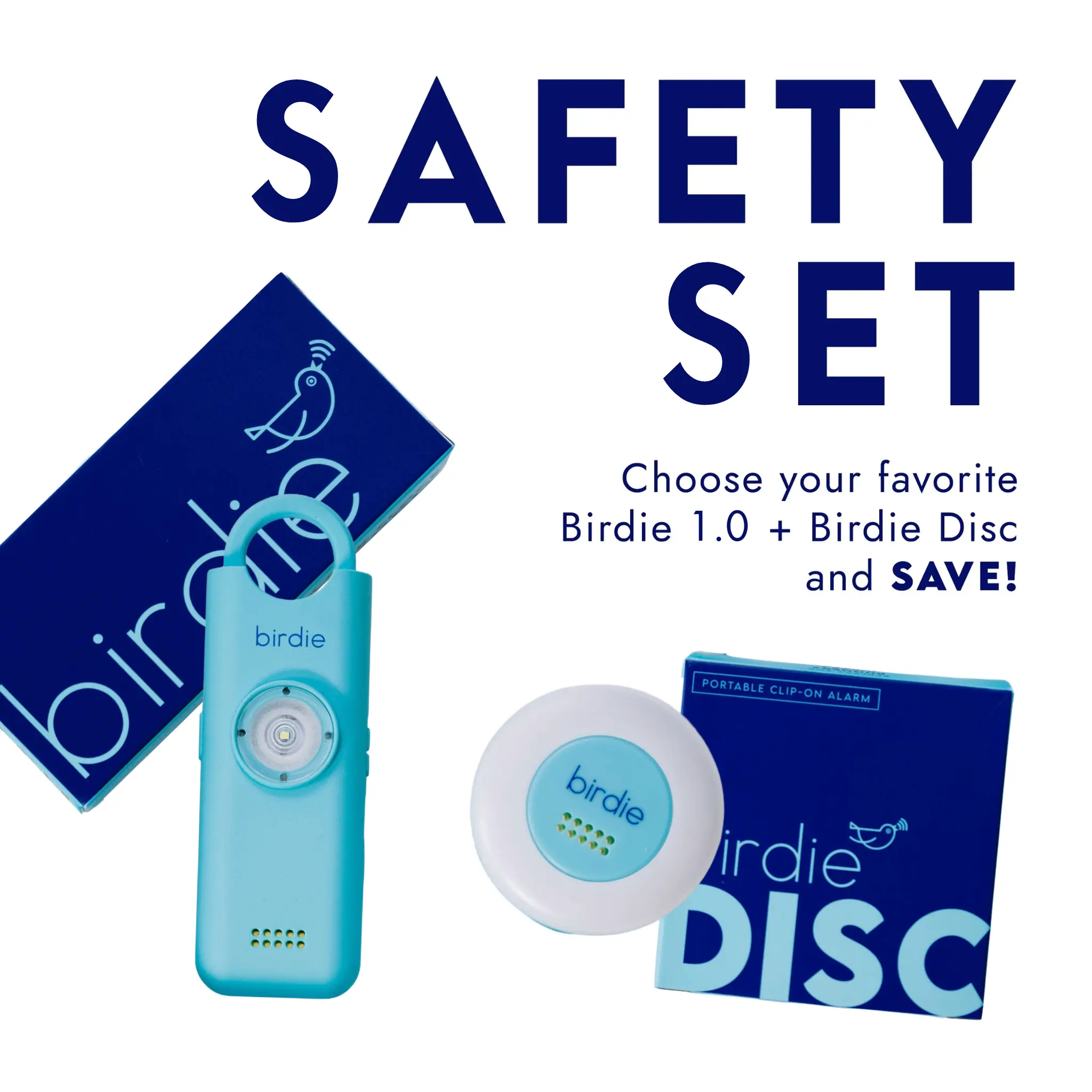 She's Birdie Clip-On Walking Safety Smart Wearable Set - 130db Keychain Alarm, 3 Light Modes - Personal Safety Gear for Moms, Hikes, Walks - Compatible with Leash, Jacket, Bag, Runners