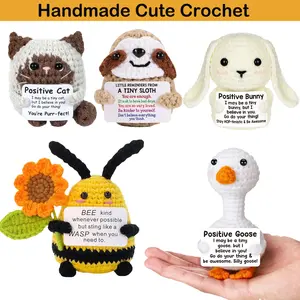 Crochet Bee Cat Gift for Women & Men, Inspiring Birthday Present, Emotionally Positive Handmade Crochet Figure Animal Decor Perfect for Friends & Students