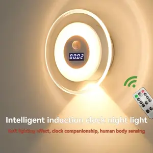 LED Clock Night Light, IR Sensor Wall Lamp with Remote, USB Rechargeable, Multiple Lighting Effects, Ideal for Closet, Kitchen, Hallway