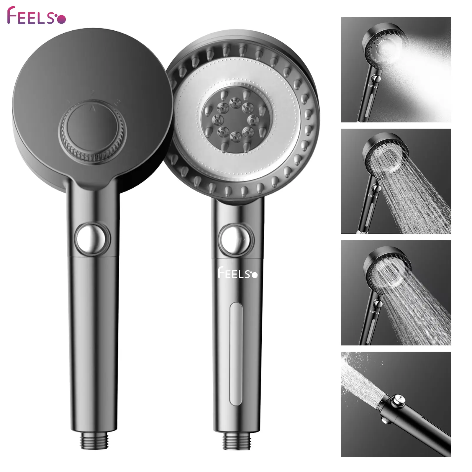 FEELSO Filtered Shower Head with Handheld High Pressure 4 Modes,Water Softener for Hard Water,ON/OFF Pause Switch,Removes Chlorine,Perfect for Pets & Hair Care, Shower Head Filter, Filtered Shower Heads