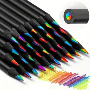 Rainbow Gradient Magic Pencil Set in 24pcs/16pcs/8pcs, Wooden Drawing and Doodle Markers, Kawaii Creative Writing Art Supplies