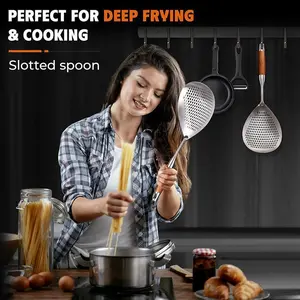 Ultra-fine stainless steel mesh strainer — 2026 upgraded ultra-fine mesh strainer with handle; oil filtering spoon; food strainer for kitchen use.