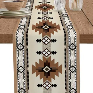 1 PC, Western Bohemian-Style, Cultural Touch Table Runner Featuring Southwest Indian Geometric Patterns, Suitable For Kitchens, Homes, Dining Rooms, And Outdoor Settings, Easy To Maintain