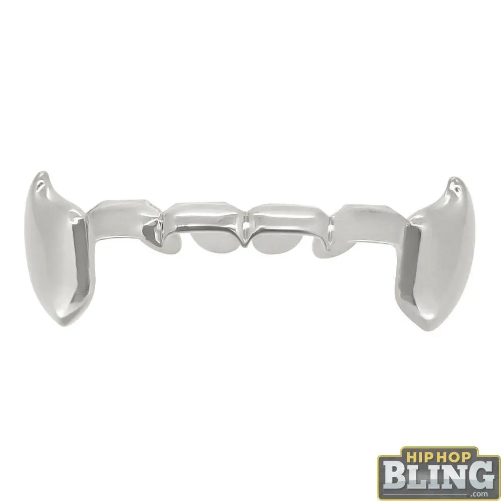 Vampire Silver Grillz - Half-Open Bottom Fang Teeth, Unisex Fashion Grillz Design Accessory for Adult Hip-Hop Enthusiasts, Festive Party Costume Supplies, Accessories, Fashion Unisex