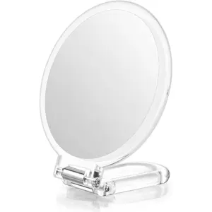 Magnifying Handheld Mirror Double Sided, 1X 15X Magnification Hand Mirror, Travel Folding Held Adjustable Rotation Pedestal Makeup Desk Vanity Mirror