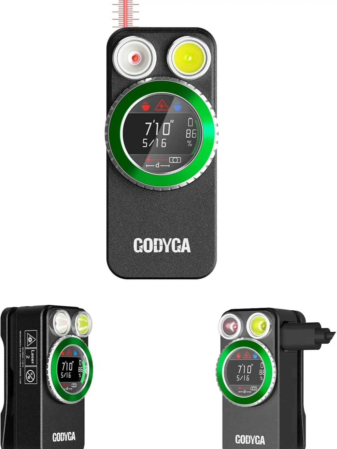 Godyga TorchEye RD Smart Display EDC Flashlight Clip-on Light With Laser Distance Meter, 650 Lumen with White & Red Light, Real-Time Battery & Runtime Indicator, Type-C Rechargeable Magnetic Flashlight for Emergency, Signal
