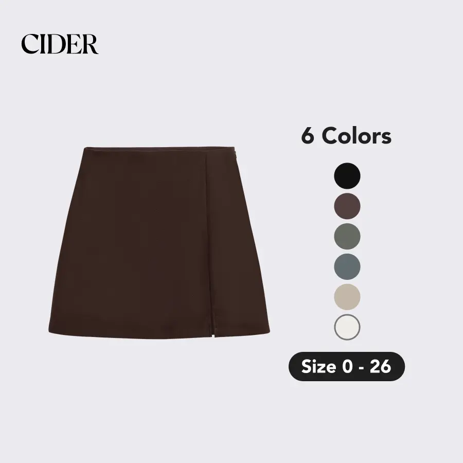 Cider Women's Fitted Woven High-Waist Zip-Up Slit Mini Skirt - Minimalist Women's Bottoms