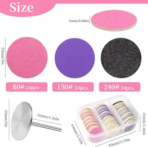 72Pcs Sanding Paper Discs and Metal Nail Drill Bit 25mm Replacement Sandpaper Disk for Manicure Pedicure Supplies Tools, Foot File for Dead Skin Foot Callus Remover(80#150#240# Grits)…