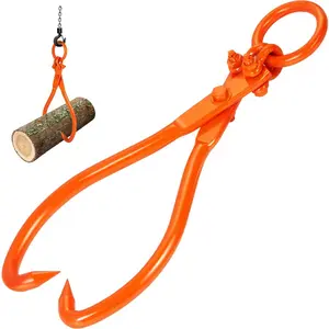 Fathersdaygift  18-in 2-Claw Heavy Duty Steel Log Skidding Tongs, 772 lbs/350 kg High Capacity Lumber Tool for Lifting and Dragging Logs, Two Claws