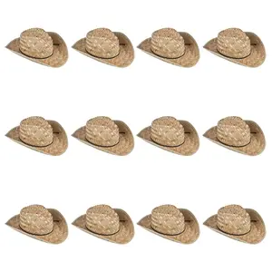 24" Adults Classic Straw Cowboy Hats with Black Band - 12 Pc.