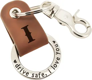 Embossed Leather Keychain, Personalized Keychain For Him, Engrave with Name Initial, Gift for Him, Boyfriend Gifts