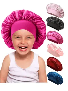 1PC Children's Smooth Satin Bonnet With Ties Silk Bonnet, Fashionable And Comfortable Sleep Cap, Breathable And Non-Slip, Daily Hair Care Hat Adjustable Satin Bonnet