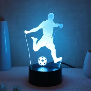 3D Football Boy Night Light, USB Powered 7 Color Changing LED Desk Lamp, 3D Creative Decorative Night Light For Bedroom, Bedroom Led Lights, Led Mood Light