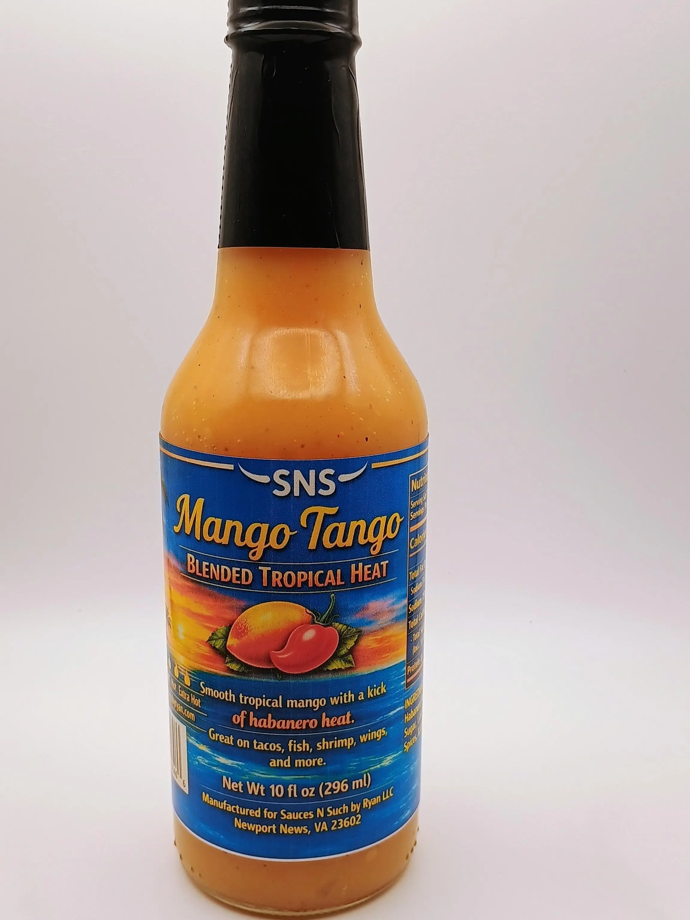 SNS Mango Tango Blended Tropical Heat Sauce - Medium Heat from Habanero, Smooth Flavor, Great for Tacos, Fish & Shrimp, 10 oz
