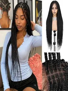 30inch Full Lace Braided Wigs for Black Women Knotless Box Braid Wig with Baby Hair Box Braids Lace Front Synthetic Wig Glueless Synthetic Wig Synthetic Material Wigs Braiding Wig