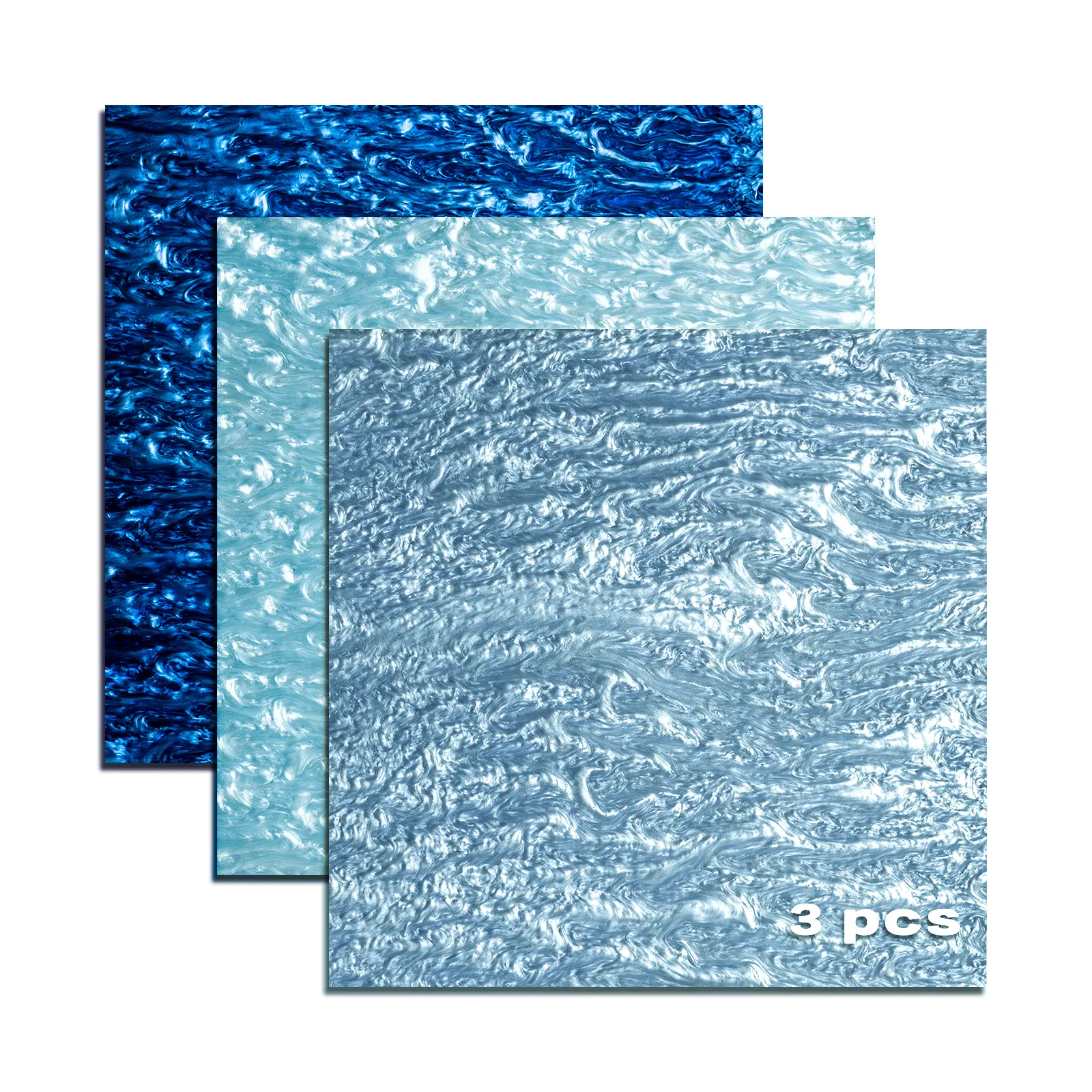 UV-Resistant Flexible Pearl Glow Ripple Pattern Cast Acrylic Sheets, 1/8in Thick Laser Cutter Plexiglass (3-Piece Blue 12*12in Set) for Art Craft DIY Home Decor, Sun Shades