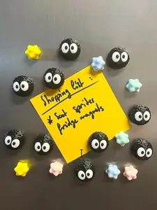 15pcs Soot Sprites Refrigerator Magnets, Cute Decorative Magnets, Kitchen Office Whiteboard Storage Cabinet and Dishwasher Refrigerator Magnets, Kitchen Decoration, Home Decoration, Set