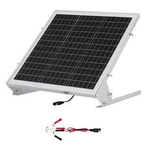 VEVOR 20W 12V Solar Battery Trickle Charger Maintainer, Mono Solar Panel Charger with Built-in MPPT Controller, Adjustable Mount Bracket, IP65 Waterproof for Car, Boat, RV