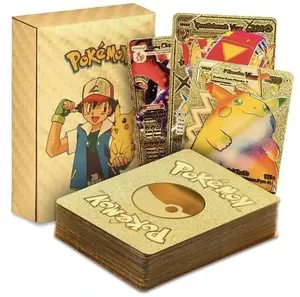 55PCS POKS Gold Foil Trading Cards Collection Pack – Assorted Character Cards