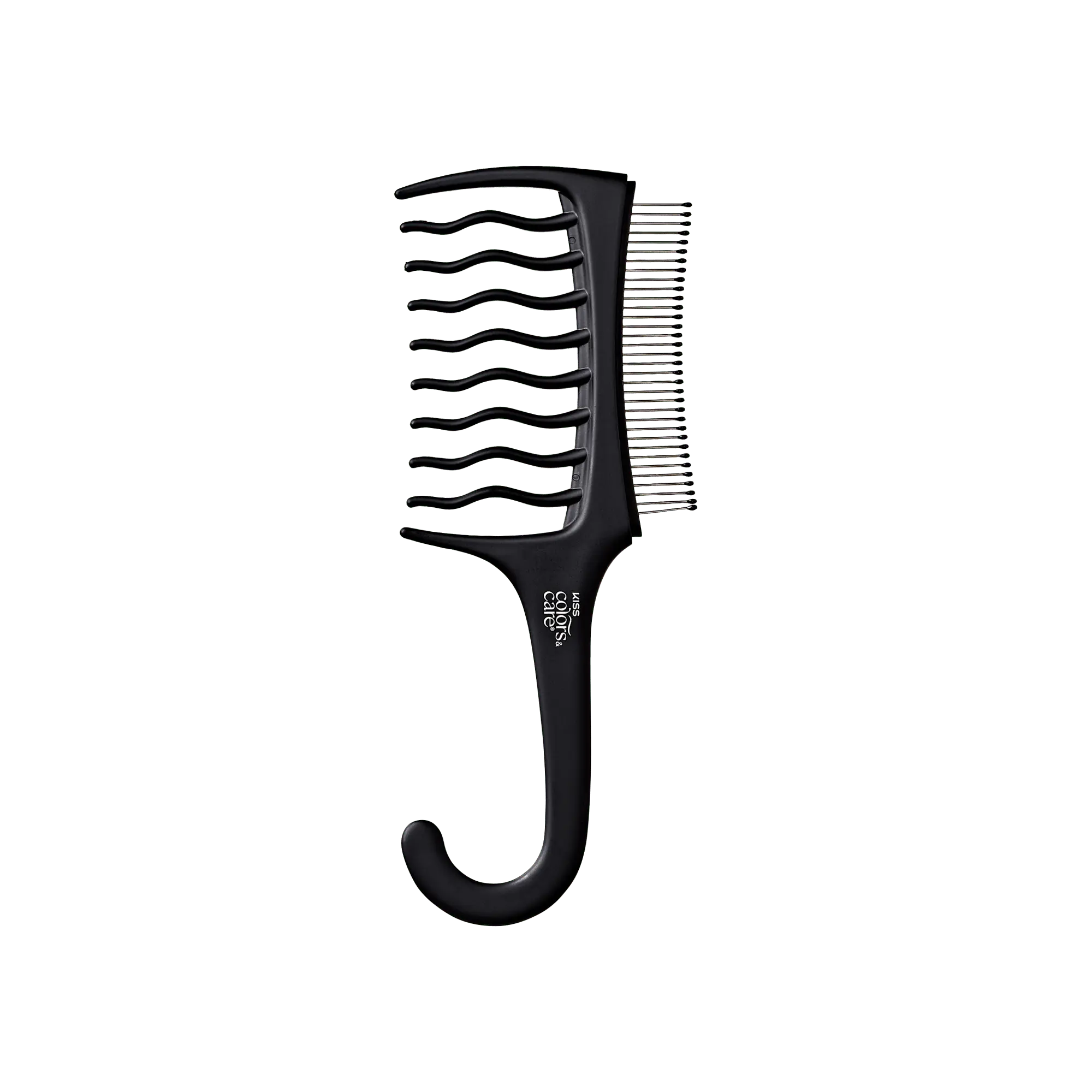 Kiss Colors & Care Dual Sided Detangling Comb | Wide-Tooth Comb, Metal Bristles, Easy Storage