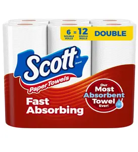 Scott Paper Towels, Choose-A-Sheet, 6 Double Rolls = 12 Regular Rolls (100 Sheets Per Roll)