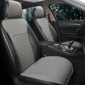 1 Pair Luxury PU  Seat Covers Protectors for Front Seats, Triangle , Compatible with 95%  (Sedan/SUV/Pickup/Van) - Gray
