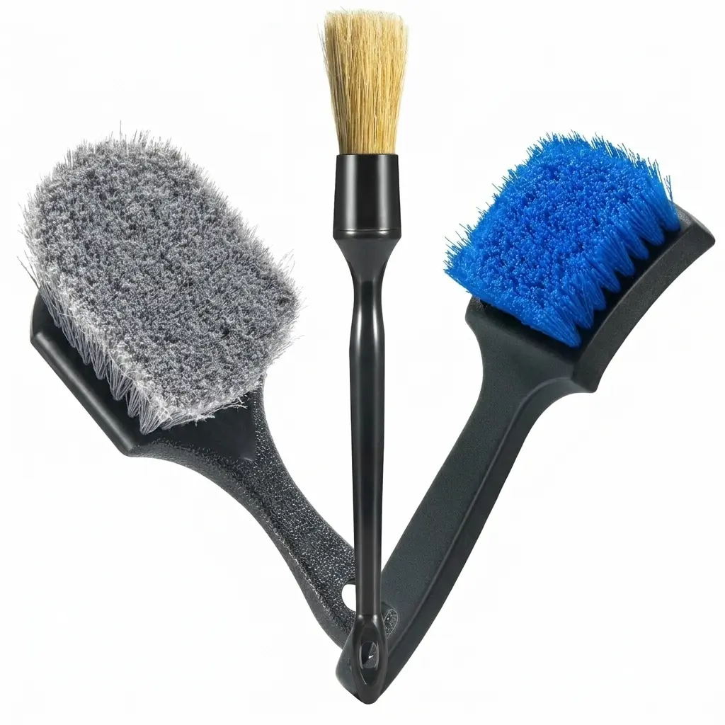 3-Piece Car Wheel & Tire Cleaning Kit for Auto Detailing - Wheel Brushes with Soft & Stiff Bristles for Cars, Tire Brush Sponges, Cloths, Tire Brush Sponges, Cloths & Brushes