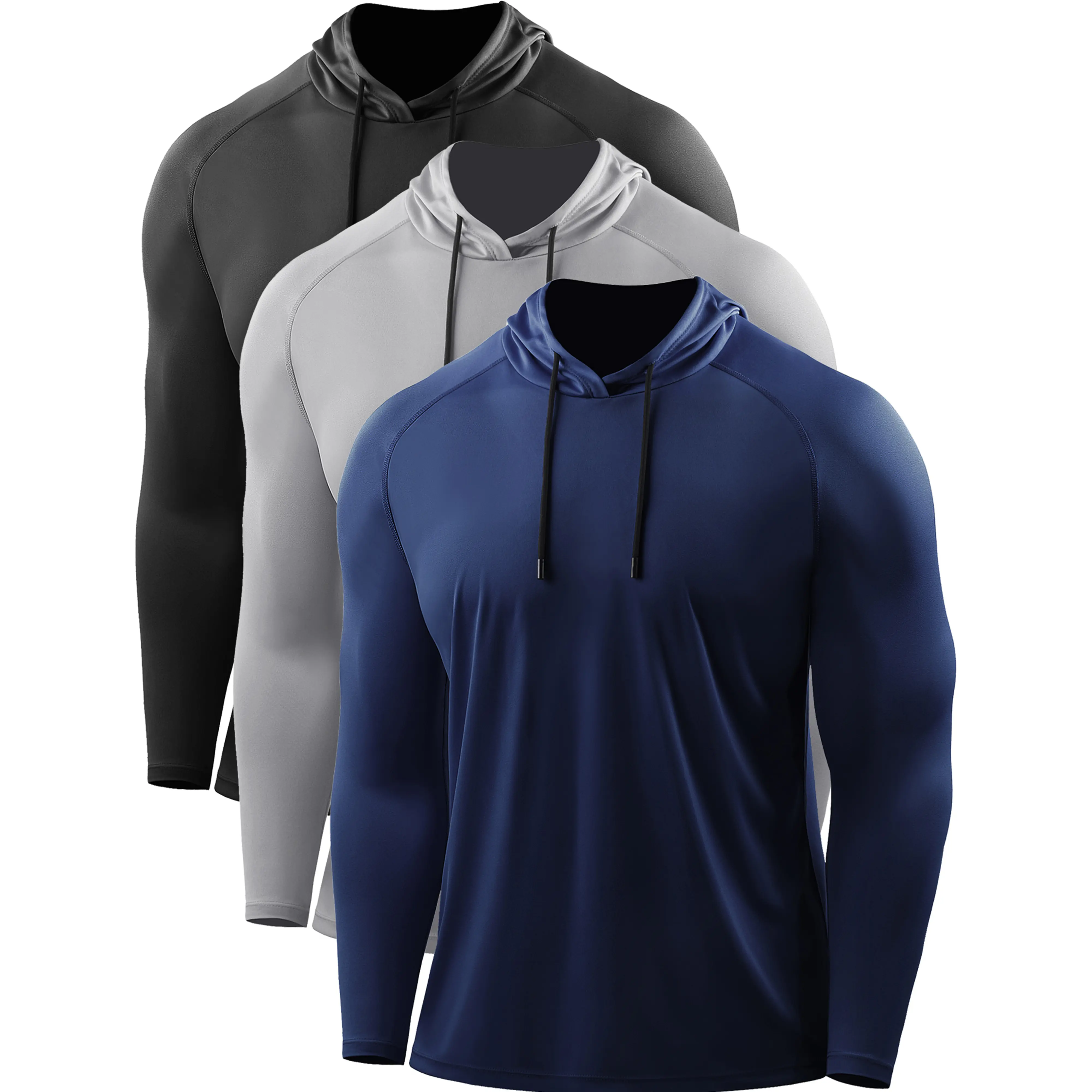 Neleus Men's Fitted Long Sleeve Hooded Shirt, UPF 50+ Sun Protection Dry Fit Top, Lightweight 100% Polyester for Fishing, Gym & Running, Athletic Outfit, Male, All-Day Wear tiktokshopbacktoschool, Mensfashion,back to school,back to school haul