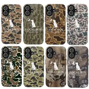 Local Boy Outfitters Camo Phone Case for iPhone 17 16 15 14 13 12 11 Pro Max Plus - Hunting Dog Outdoorsman Aesthetic Shockproof Cover